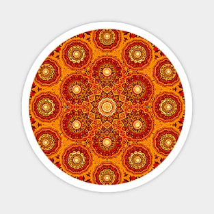 Orange Abstract Stars and Circles Mandala Magnet